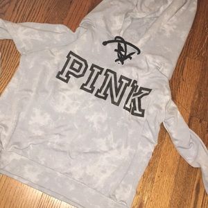 pink light blue tie die hoodie with black lace up
